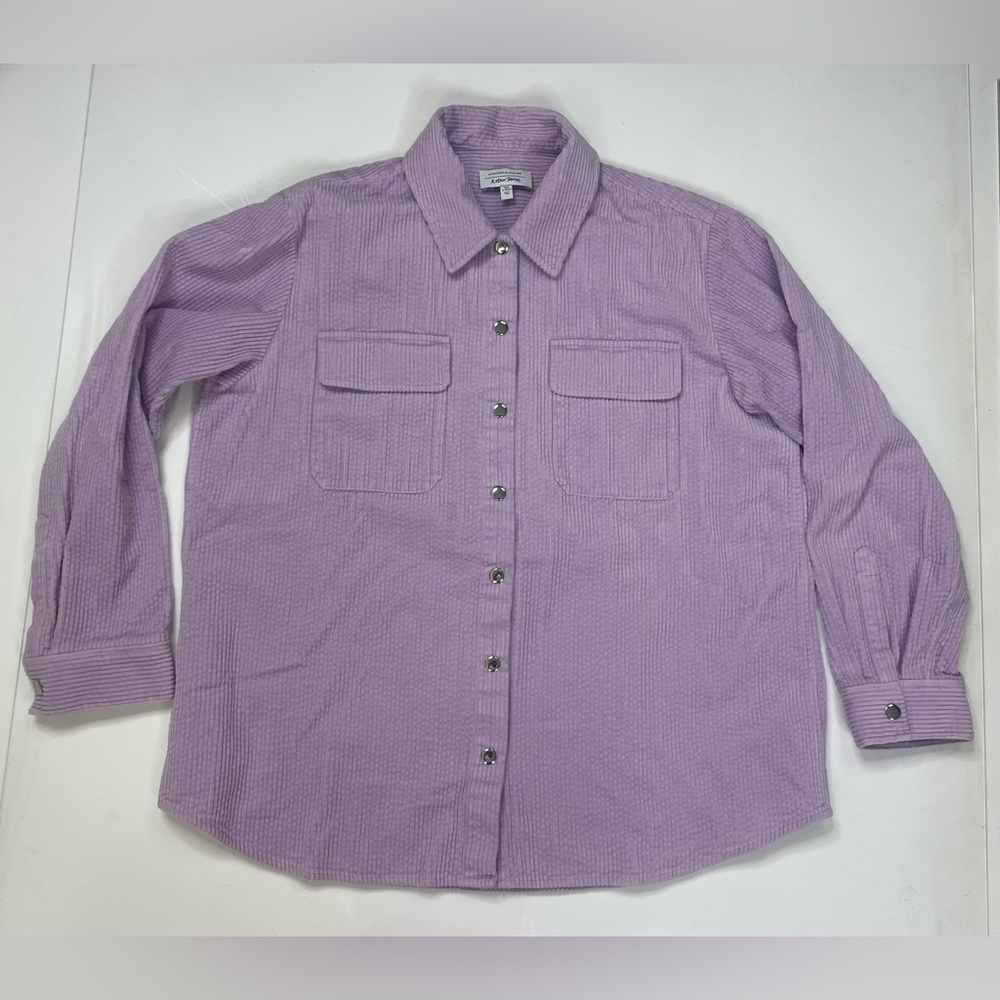 & Other Stories Corduroy Shirt Women Size 4 Oversized Lilac Purple Long Sleeve